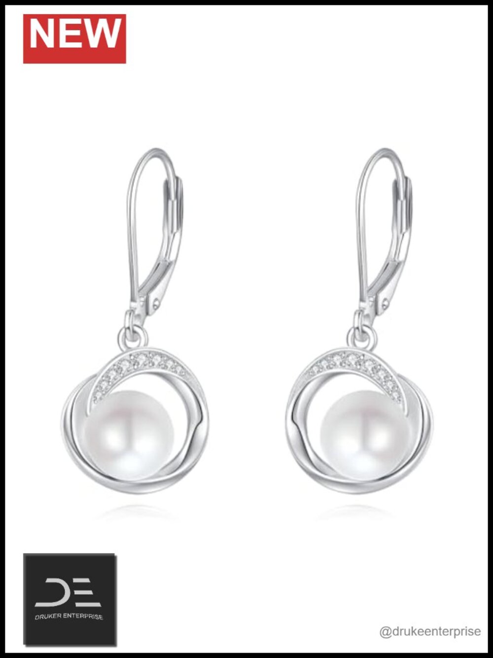 Pearl Earrings Sterling Silver Leverback Round Freshwater Pearl Jewelry